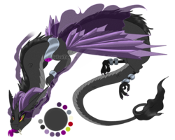 Size: 1125x900 | Tagged: safe, artist:bijutsuyoukai, oc, oc only, oc:ataxos, draconequus, draconequus oc, magical gay spawn, offspring, parent:discord, parent:king sombra, parents:sombracord, reference sheet, simple background, solo, sombra eyes, transparent background