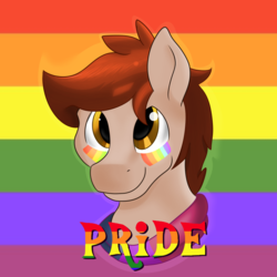 Size: 747x747 | Tagged: safe, artist:wulfanite, oc, oc only, oc:ochre, bisexual, gay pride flag, markings, pride, pride month, rainbow