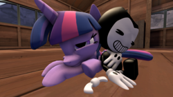 Size: 1920x1080 | Tagged: safe, artist:clawort-animations, twilight sparkle, g4, 3d, bendy, bendy and the ink machine, sleeping, source filmmaker