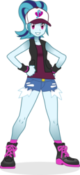 Size: 5061x10962 | Tagged: safe, artist:punzil504, sonata dusk, equestria girls, g4, my little pony equestria girls: rainbow rocks, absurd resolution, boots, clothes, clothes swap, crossover, female, hat, looking at you, pokémon, shoes, shorts, simple background, smiling, socks, solo, transparent background, vector