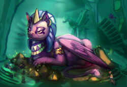 Size: 5710x3939 | Tagged: safe, artist:alumx, somnambula, the sphinx, pegasus, pony, sphinx, daring done?, g4, ..., :3, :p, absurd resolution, clothes, egyptian, female, lidded eyes, macro, mare, mlem, prone, smiling, surprised, tongue out