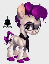 Size: 988x1280 | Tagged: safe, artist:heebjeeb, oc, oc only, oc:heebie jeebies, spider, clothes, glasses, scarf