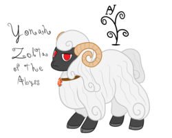 Size: 1000x800 | Tagged: safe, artist:mightyshockwave, oc, oc only, oc:yonah zolta, sheep, them's fightin' herds, community related, horns, jewelry, necklace, ram, tfh oc