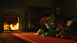 Size: 1920x1080 | Tagged: safe, artist:litterpaws, rainbow dash, scootaloo, sweetie belle, g4, 3d, book, bookshelf, female, fireplace, hat, pith helmet, reading, scootalove, sleeping, source filmmaker