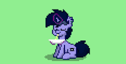 Size: 1043x535 | Tagged: safe, artist:php142, oc, oc only, oc:purple flix, pony, pony town, :t, animated, aseprite, cute, eating, food, gif, happy, magic, male, meh, noodles, sitting, solo, telekinesis