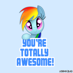 Size: 900x900 | Tagged: safe, artist:lennonblack, rainbow dash, pony, g4, bust, female, motivational poster, portrait, positive ponies, solo, text