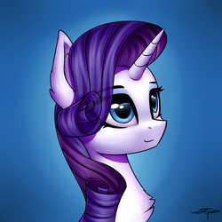 Size: 3000x3000 | Tagged: safe, artist:setharu, rarity, pony, unicorn, g4, bust, chest fluff, female, gradient background, high res, mare, portrait, solo