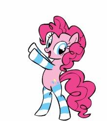 Size: 570x648 | Tagged: safe, artist:tridashie, pinkie pie, earth pony, pony, g4, animated, bipedal, clothes, cute, dancing, diapinkes, female, gif, looking at you, loop, mare, pelvic thrust, pinkie box, ponies in socks, simple background, socks, solo, striped socks, white background