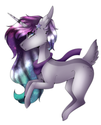 Size: 817x1010 | Tagged: safe, artist:1midnightriver1, artist:hyshyy, oc, oc only, pony, unicorn, clothes, deer tail, female, mare, scarf, simple background, solo, transparent background