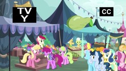 Size: 1920x1080 | Tagged: safe, screencap, berry punch, berryshine, bon bon, carrot top, daisy, flower wishes, golden harvest, grand pear, granny smith, junebug, lily, lily valley, linky, lyra heartstrings, roseluck, shoeshine, sweetie drops, time flies, earth pony, pony, g4, it isn't the mane thing about you, flower trio, tv-y