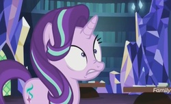 Size: 1527x931 | Tagged: safe, screencap, starlight glimmer, g4, it isn't the mane thing about you, female, nose wrinkle, solo, twilight's castle