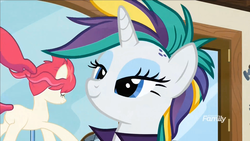 Size: 1920x1080 | Tagged: safe, screencap, rarity, pony, unicorn, g4, it isn't the mane thing about you, alternate hairstyle, discovery family logo, female, mare, mohawk, raripunk, solo