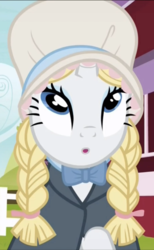 Size: 455x740 | Tagged: safe, screencap, rarity, pony, unicorn, g4, it isn't the mane thing about you, bonnet, cropped, female, mare, solo, wig