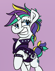 Size: 917x1194 | Tagged: safe, artist:cowsrtasty, rarity, pony, unicorn, g4, it isn't the mane thing about you, alternate hairstyle, female, mare, punk, raised hoof, raripunk, simple background, solo