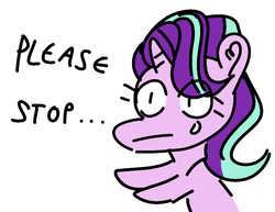 Size: 1000x773 | Tagged: safe, artist:faience, starlight glimmer, pony, unicorn, g4, crying, dialogue, female, mare, please stop, simple background, solo, stop, white background