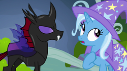 Size: 1280x720 | Tagged: safe, screencap, pharynx, trixie, changeling, g4, to change a changeling