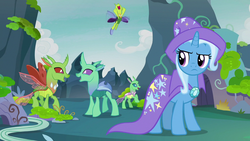 Size: 1280x720 | Tagged: safe, screencap, arista, frenulum (g4), lokiax, soupling, trixie, changedling, changeling, g4, to change a changeling