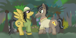 Size: 2999x1529 | Tagged: safe, artist:landmark520, daring do, doctor caballeron, earth pony, pegasus, pony, daring done?, g4, clothes, female, hat, male, mare, pith helmet, stallion