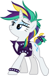 Size: 1748x2713 | Tagged: safe, artist:sonofaskywalker, rarity, pony, unicorn, g4, it isn't the mane thing about you, season 7, alternate hairstyle, clothes, female, mare, raripunk, simple background, solo, transparent background, vector