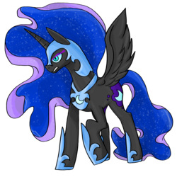 Size: 1650x1650 | Tagged: safe, artist:betlv, nightmare moon, alicorn, pony, g4, ethereal mane, female, hoof shoes, mare, raised hoof, simple background, solo, starry mane, transparent background