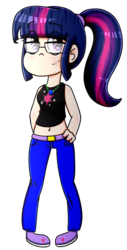 Size: 644x1272 | Tagged: safe, artist:laurahenriquez15, sci-twi, twilight sparkle, human, equestria girls, g4, belly button, female, humanized, midriff, simple background, solo, star vs the forces of evil, style emulation, transparent background