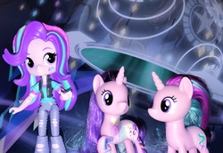 Size: 2923x2011 | Tagged: safe, artist:lucaspratt, starlight glimmer, equestria girls, equestria girls specials, g4, mirror magic, beanie, brushable, doll, equestria girls minis, eqventures of the minis, female, hat, high res, implied time travel, irl, merchandise, multeity, photo, self ponidox, starlight cluster, still life, this will end in timeline distortion, toy, triality, trio
