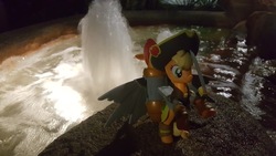 Size: 1248x702 | Tagged: safe, applejack, g4, my little pony: the movie, fountain, guardians of harmony, irl, merchandise, misadventures of the guardians, photo, photography, pirate applejack, toy