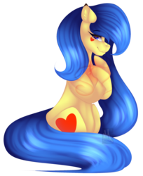 Size: 1024x1253 | Tagged: safe, artist:mauuwde, oc, oc only, oc:dizzy heart, earth pony, pony, female, mare, simple background, sitting, solo, transparent background