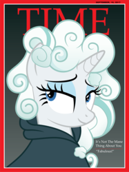 Size: 3070x4096 | Tagged: safe, artist:amarthgul, rarity, pony, unicorn, g4, it isn't the mane thing about you, alternate hairstyle, bust, cloak, clothes, cloud, cloud mane, female, high res, magazine cover, mare, portrait, solo, time magazine, vector