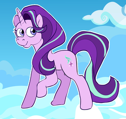 Size: 829x783 | Tagged: safe, artist:zuberitic, starlight glimmer, pony, unicorn, g4, female, mare, raised hoof, smiling, solo