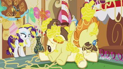 Size: 1920x1080 | Tagged: safe, screencap, pound cake, pumpkin cake, rarity, pegasus, pony, unicorn, g4, it isn't the mane thing about you, baby, baby pony, butt, discovery family logo, female, male, mare, plot