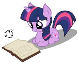 Size: 4203x3417 | Tagged: safe, artist:mlp-scribbles, twilight sparkle, pony, unicorn, g4, book, cute, female, looking down, lying down, mare, ponyloaf, reading, shadow, simple background, solo, transparent background, twiabetes, unicorn twilight
