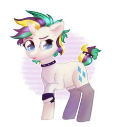 Size: 2709x2989 | Tagged: safe, artist:rizzych, rarity, pony, unicorn, g4, it isn't the mane thing about you, :p, alternate hairstyle, choker, clothes, eyebrows, female, high res, mane, mare, punk, raised hoof, raripunk, rock (music), simple background, socks, solo, tongue out, transparent background, wingding eyes