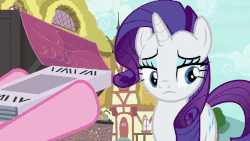 Size: 960x540 | Tagged: safe, screencap, pinkie pie, rarity, earth pony, pony, unicorn, g4, it isn't the mane thing about you, animated, book, female, gif, mare, rarara