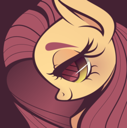 Size: 1280x1291 | Tagged: safe, artist:vivian reed, fluttershy, g4, bust, female, lidded eyes, limited palette, portrait, profile, simple background, smiling, solo, vector