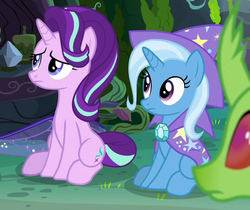 Size: 550x462 | Tagged: safe, screencap, arista, starlight glimmer, trixie, g4, to change a changeling