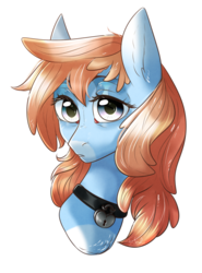 Size: 1000x1350 | Tagged: safe, artist:worldlofldreams, oc, oc only, pony, bust, collar, simple background, solo, transparent background