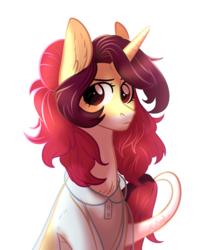 Size: 1240x1515 | Tagged: safe, artist:worldlofldreams, oc, oc only, pony, unicorn, clothes, leonine tail, see-through, shirt, simple background, solo, transparent background