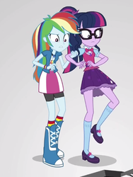 Size: 496x658 | Tagged: safe, screencap, rainbow dash, sci-twi, twilight sparkle, equestria girls, equestria girls specials, g4, my little pony equestria girls: mirror magic, female, mirror world, sci-twi outfits