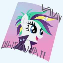 Size: 900x900 | Tagged: safe, edit, screencap, rarity, pony, unicorn, g4, it isn't the mane thing about you, alternate hairstyle, cropped, cute, female, magazine, mare, raripunk, smiling, solo, text