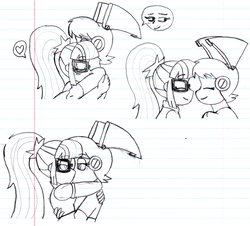 Size: 4244x3832 | Tagged: safe, artist:aaronwolf17, sci-twi, twilight sparkle, equestria girls, g4, crack shipping, crossover, crossover shipping, female, jenny wakeman, jennytwi, lesbian, my life as a teenage robot, shipping, sketch, sketch dump, traditional art