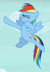 Size: 338x480 | Tagged: safe, screencap, rainbow dash, g4, it isn't the mane thing about you, eyes closed, flying, pose