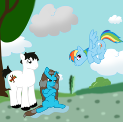 Size: 898x889 | Tagged: safe, artist:vcm1824, rainbow dash, oc, g4, angry, cloud, water, wet