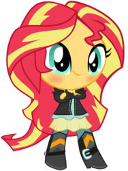 Size: 600x800 | Tagged: safe, artist:multilazyazz23, sunset shimmer, equestria girls, g4, chibi, crossed arms, cute, female, no nose, shimmerbetes, simple background, solo, transparent background