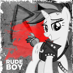 Size: 800x800 | Tagged: dead source, safe, artist:jhayarr23, artist:penguinsn1fan, rarity, pony, unicorn, g4, it isn't the mane thing about you, album, album cover, alternate hairstyle, cover, female, mare, parody, ponified, ponified album cover, punk, raripunk, rihanna, solo