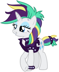 Size: 1024x1256 | Tagged: safe, artist:bezziie, rarity, pony, unicorn, g4, it isn't the mane thing about you, alternate hairstyle, cute, female, mare, punk, raribetes, raripunk, simple background, solo, transparent background, watermark