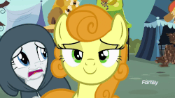 Size: 1000x562 | Tagged: safe, screencap, carrot top, golden harvest, rarity, earth pony, pony, unicorn, g4, it isn't the mane thing about you, animated, background pony, blinking, c:, cloak, clothes, duo, female, frown, gif, hood, lidded eyes, looking at you, mare, market, marshmelodrama, open mouth, smiling, talking, uvula, wide eyes, worried