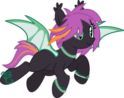 Size: 796x630 | Tagged: safe, artist:vinylbecks, oc, oc only, oc:claudia, bat pony, collar, draw to adopt, simple background, transparent background