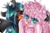 Size: 3000x2000 | Tagged: safe, artist:lavendermena, queen chrysalis, oc, oc:fluffle puff, changeling, changeling queen, pony, g4, canon x oc, female, fluffy, high res, lesbian, looking at you, mare, one eye closed, selfie, ship:chrysipuff, shipping, signature, silly, silly pony, simple background, tongue out, transparent background, wink