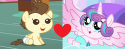 Size: 2200x860 | Tagged: safe, edit, edited screencap, screencap, pound cake, princess flurry heart, g4, baby, diaper, female, male, ship:poundflurry, shipping, shipping domino, straight